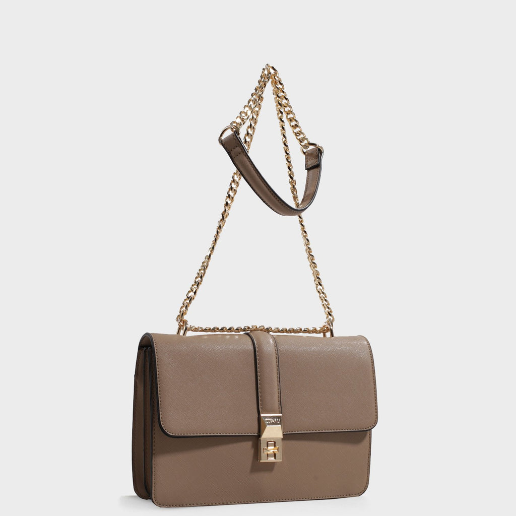 Izzy and Ali Vegan Leather Handbags - Amy Shoulder in taupe