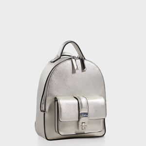 Izzy and Ali Vegan Leather Handbags - Amy Backpack in silver