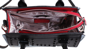 Izzy and Ali Vegan Leather Handbags - Denim Patchwork Satchel