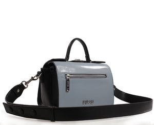 Izzy and Ali Vegan Leather Handbags - Multi Compartment Boxy Bag Sky Blue