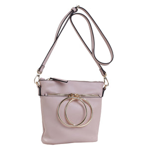 Izzy and Ali Vegan Leather Handbags - Dual Ring Medium Bucket Bag Blush