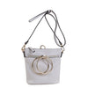 Izzy and Ali Vegan Leather Handbags - Dual Ring Medium Bucket Bag White