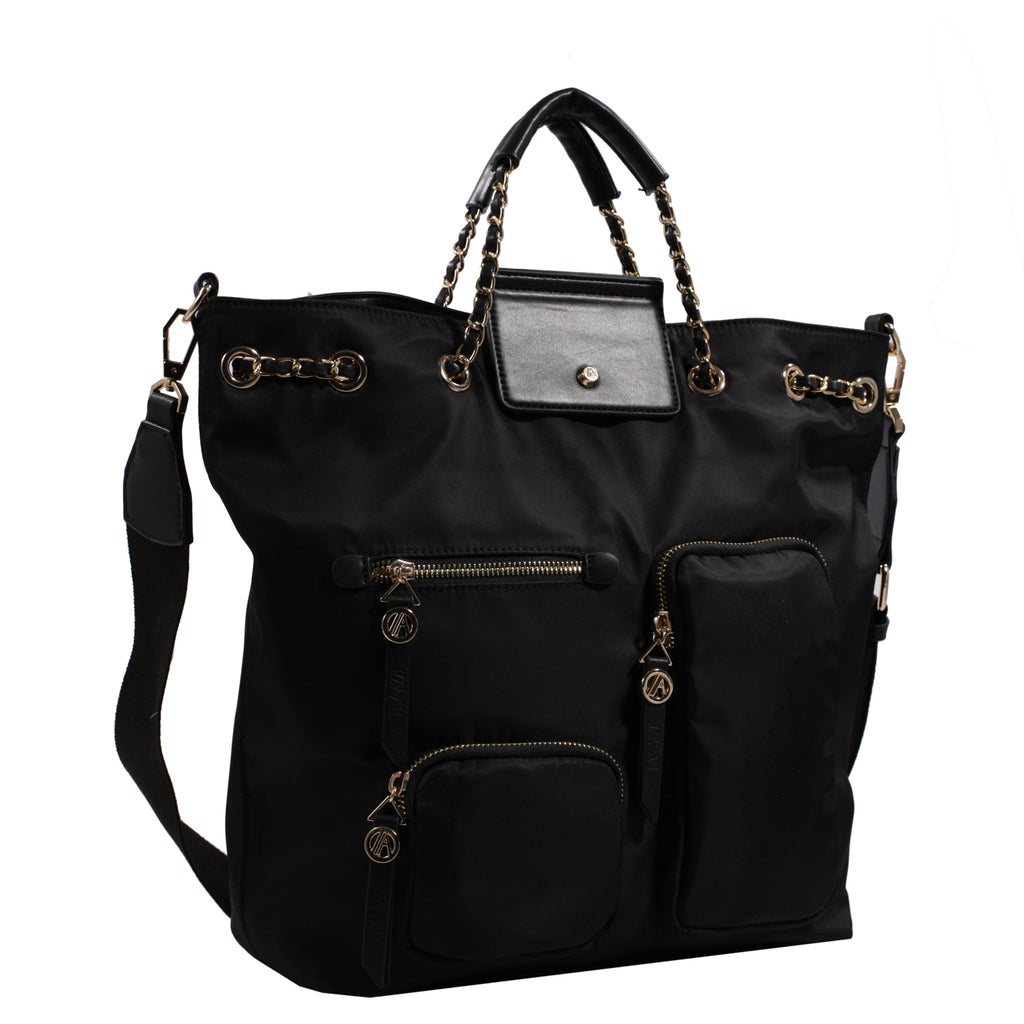 Izzy and Ali Vegan Leather Handbags - Firenze Drawstring Black