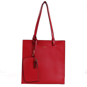 Izzy and Ali Vegan Leather Handbags - Tote with Clutch Red