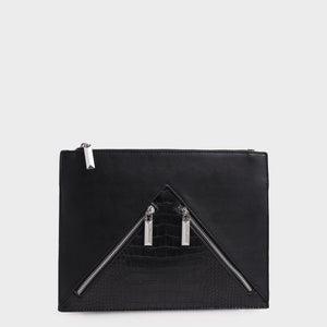 Izzy and Ali Vegan Leather Handbags - Agnes Clutch in black