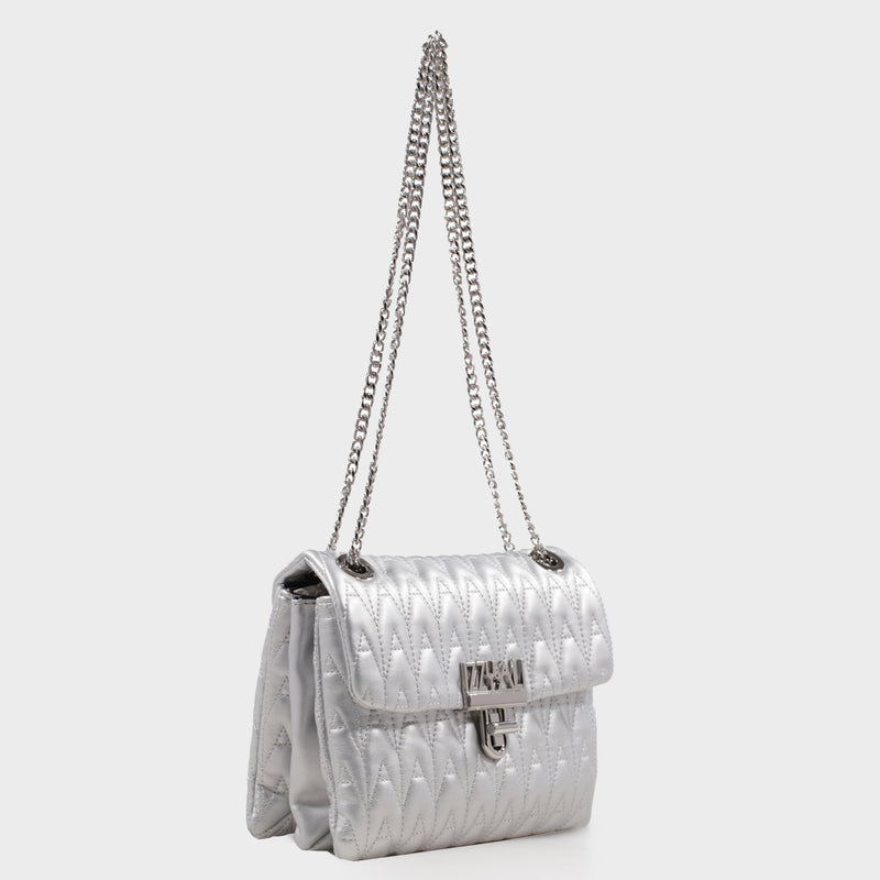 Izzy and Ali Vegan Leather Handbags - Adele Shoulder Silver