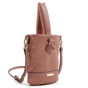Izzy and Ali Vegan Leather Handbags - Mini Bucket Bag Dark Blush