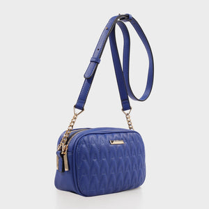 Izzy and Ali Vegan Leather Handbags - Amelie Quilted Camera in blue