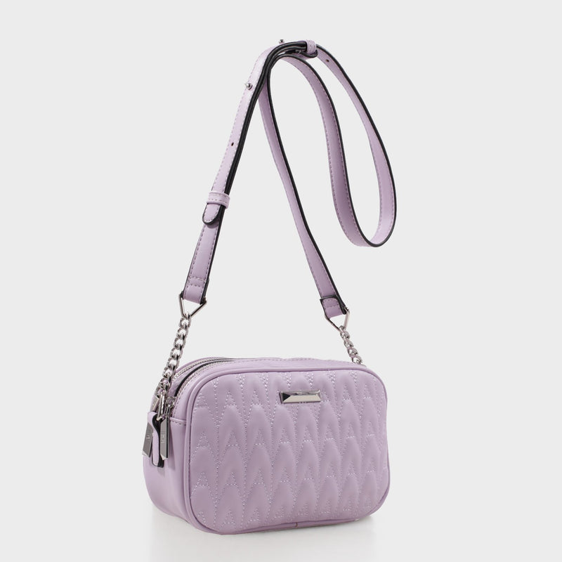 Izzy and Ali Vegan Leather Handbags - Amelie Quilted Camera in lilac