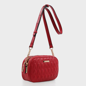 Izzy and Ali Vegan Leather Handbags - Amelie Quilted Camera in red