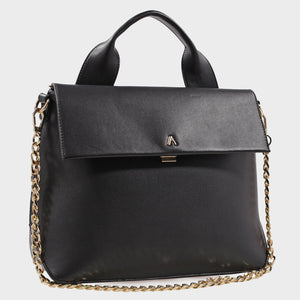 Izzy and Ali Vegan Leather Handbags - Caramel Satchel in black