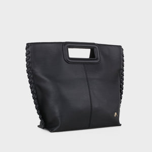 Izzy and Ali Vegan Leather Handbags - Pisa Clutch in black